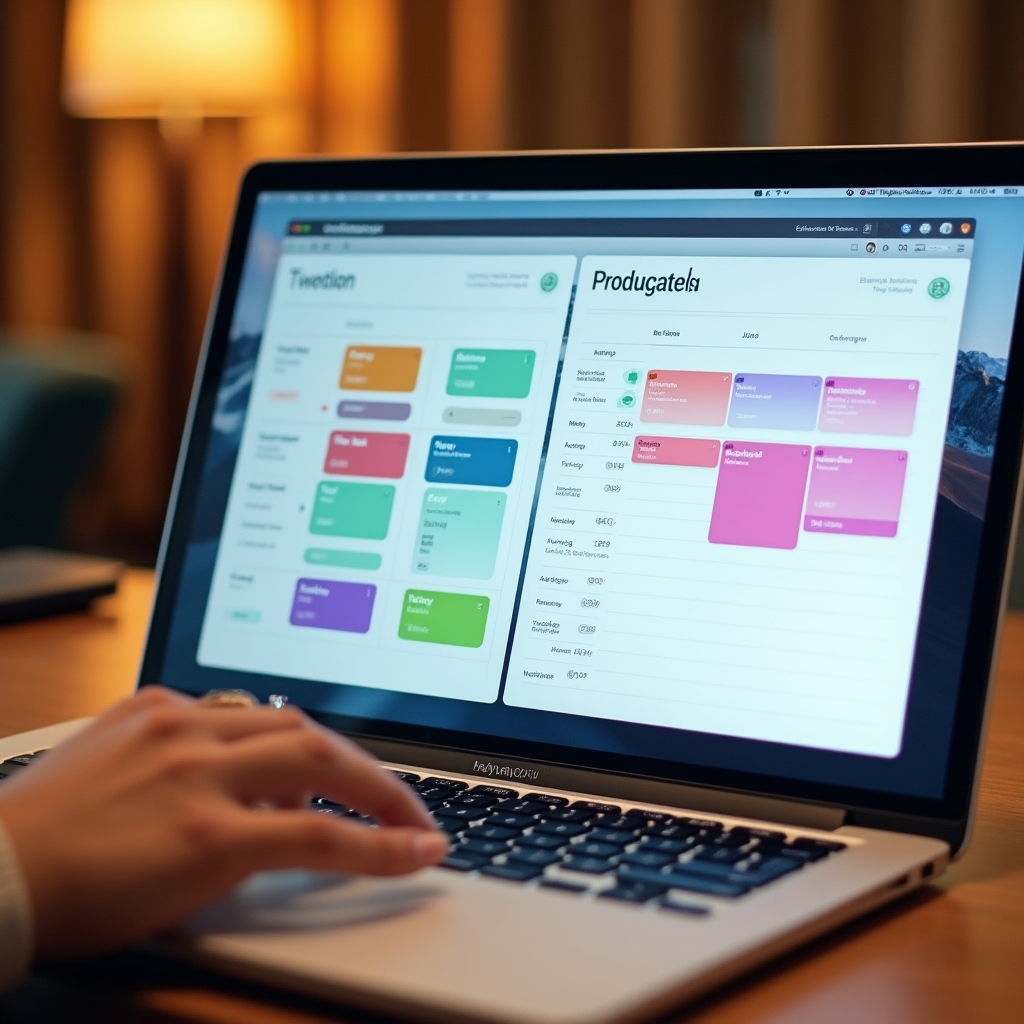 Instrumente digitale de productivitate pe ecran laptop
